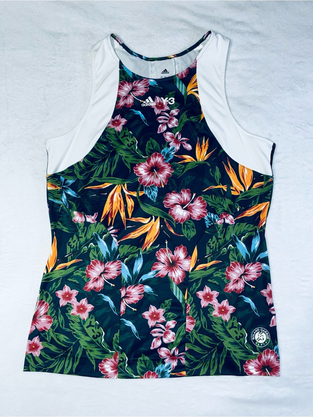 adidas Y3 Women’s Floral Racerback Roland Garros Tennis Tank - size L